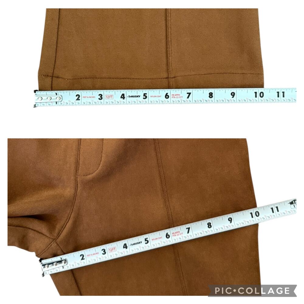 NEW Spanx Faux Suede Flare Pants Rich Caramel Brown Slimming Pull On Size Medium - Picture 8 of 10